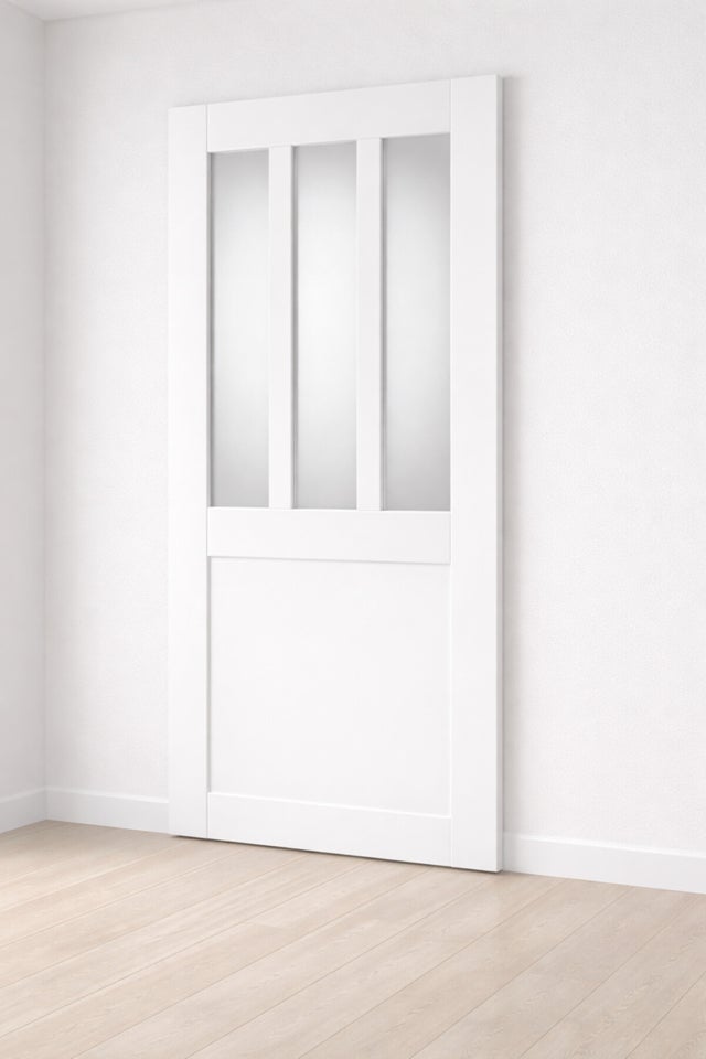 Porte Coulissante Atelier Blanc Vitre Depoli H204 X L83 Cm Gd Menuiseries