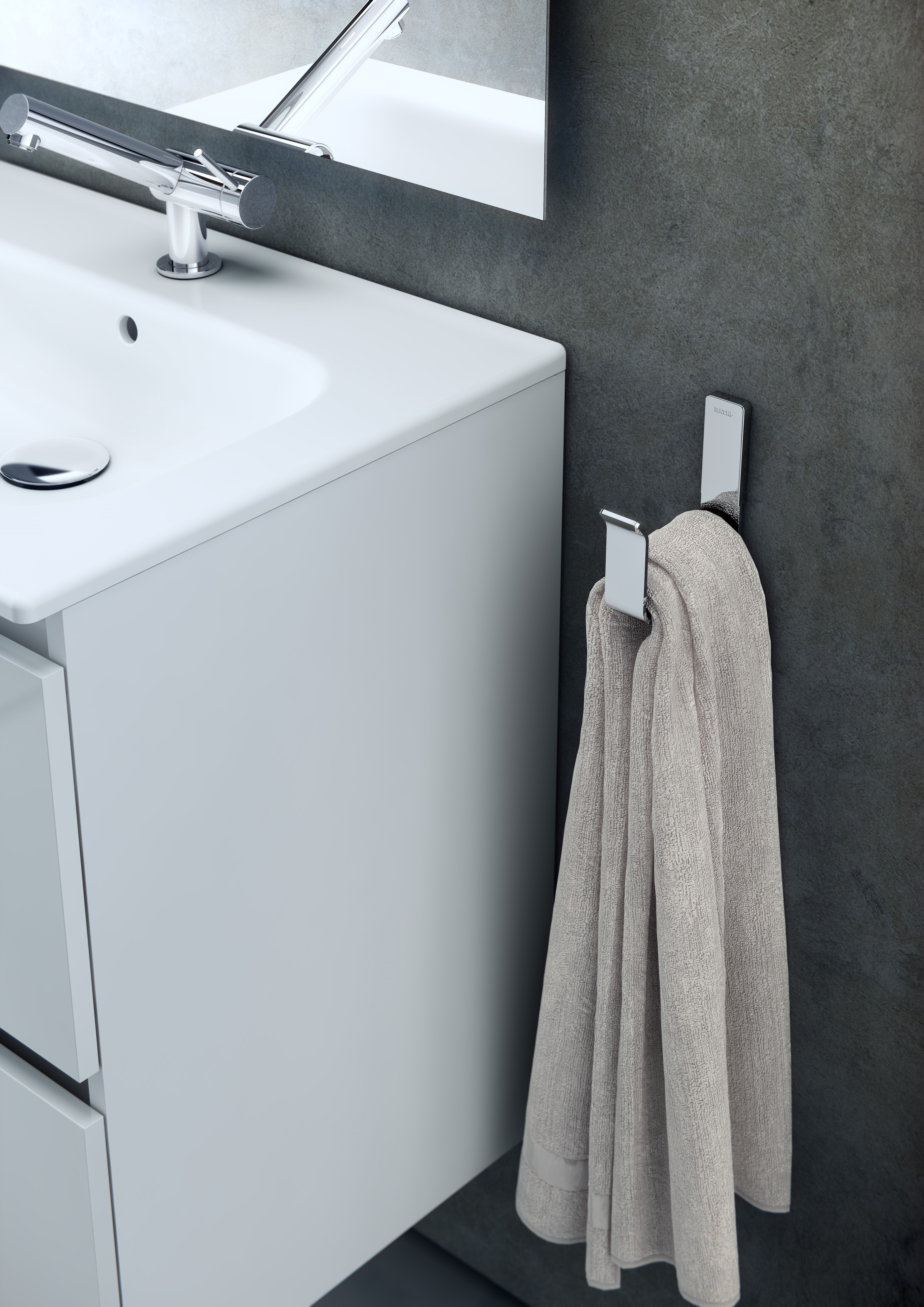 COSMIC Porte serviette anneaux, 3 cm, Adhésif et Vis Inclus, Acier Inoxydable, Anti-corrosion, Collection LINE - 2