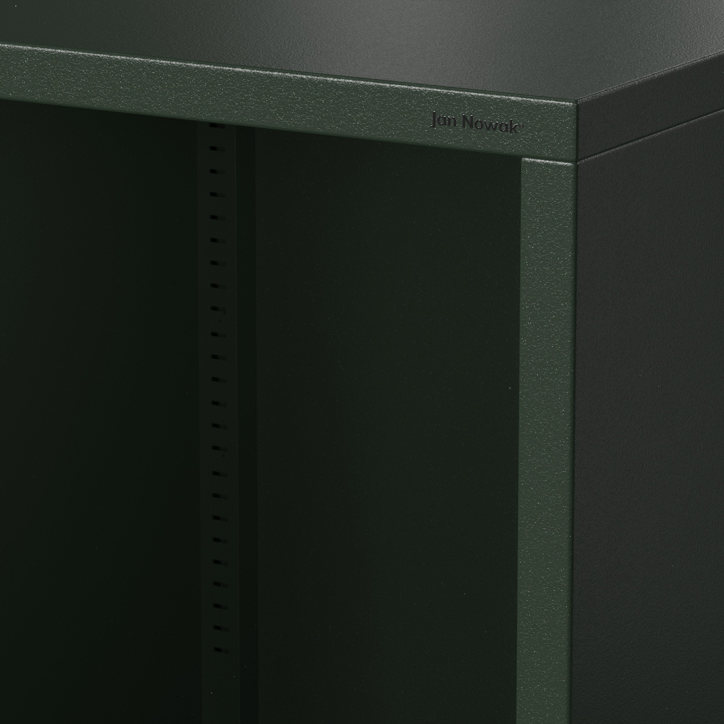 Estantería baja de metal – LUCA | Mueble de almacenamiento infantil, salón, estilo industrial, pequeña biblioteca | 100 × 90 × 35 cm | Verde botell - 5