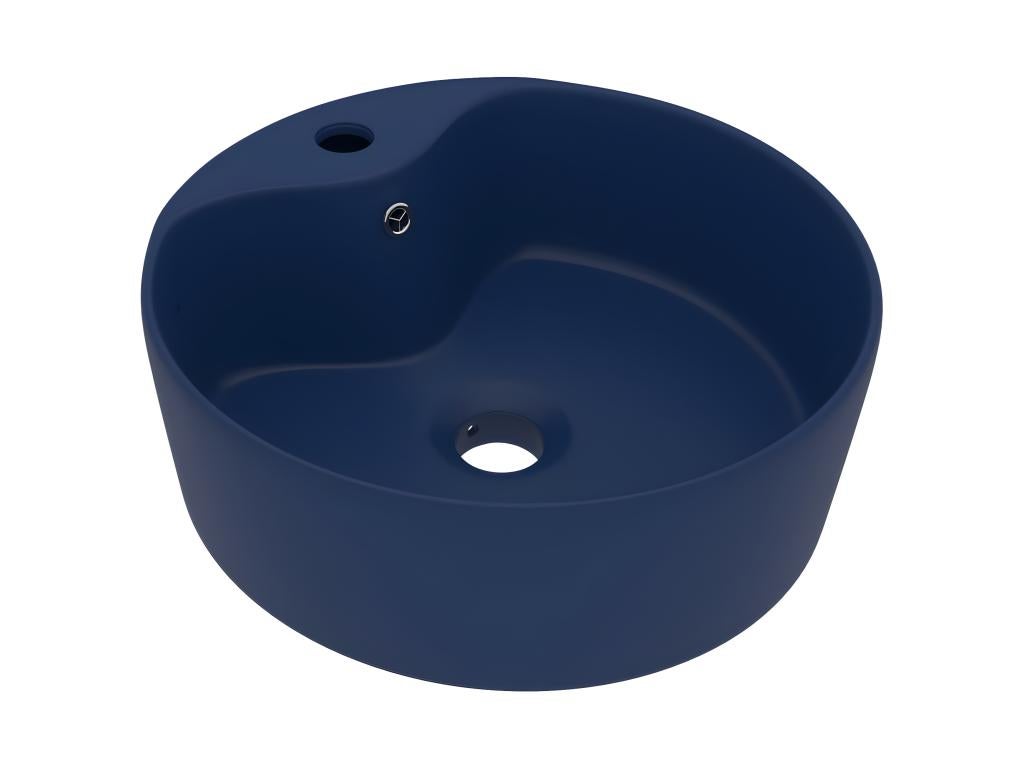 Lavabo di lusso con troppopieno da appoggio WC lavabo bagno stanza cosmetica casa 36 x 13 cm ceramica blu 02_0002776 - 5