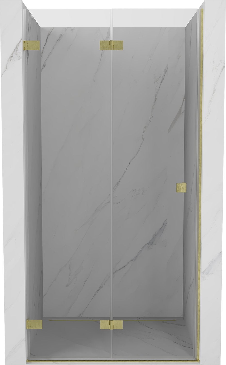 Mexen Lunar-F drzwi prysznicowe składane lewe 85 cm, transparent, złote szczotkowane - 836-085-000-55-00-L