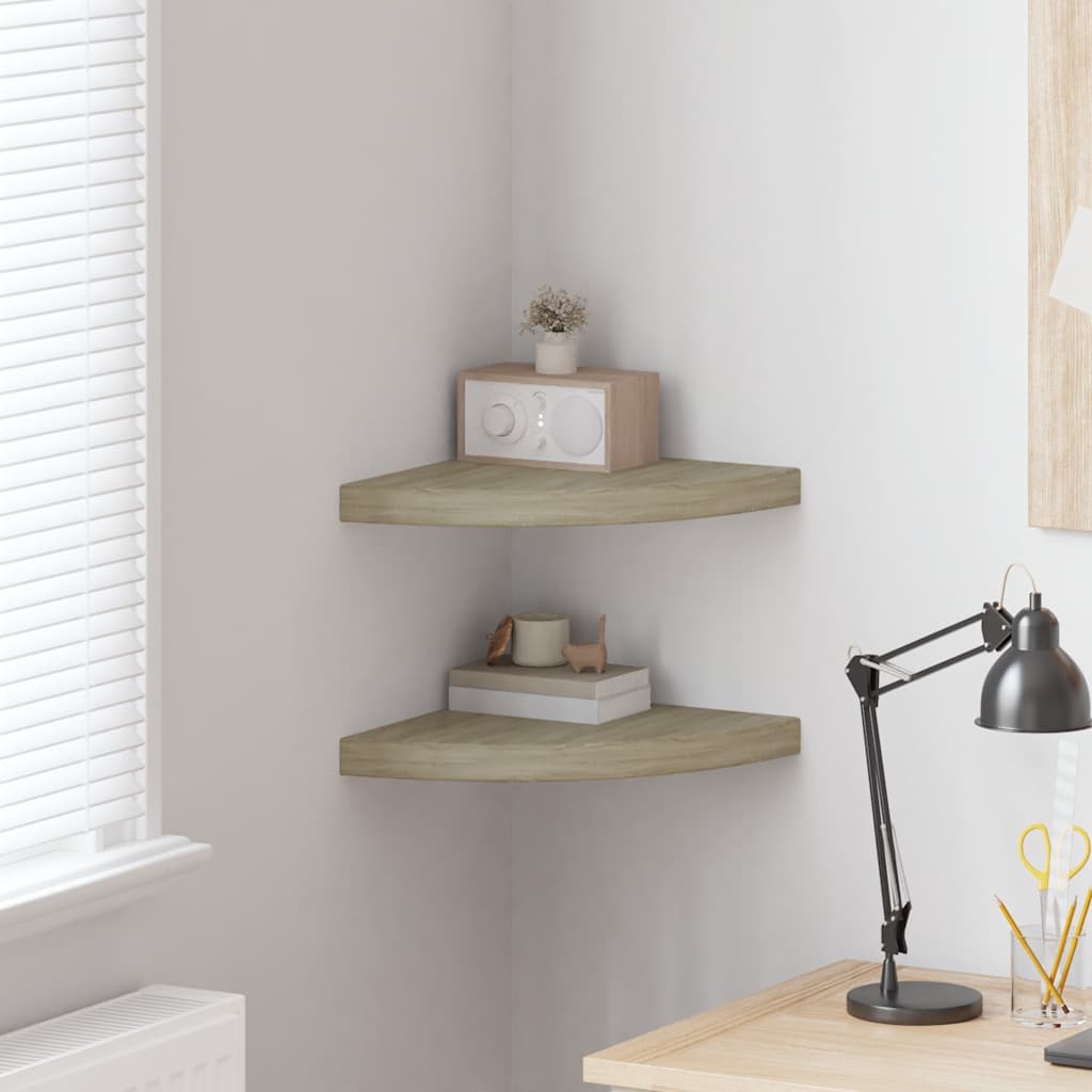 Maison exclusive - 323926 floating corner shelves 2 pcs oak 35x35x3,8 cm mdf