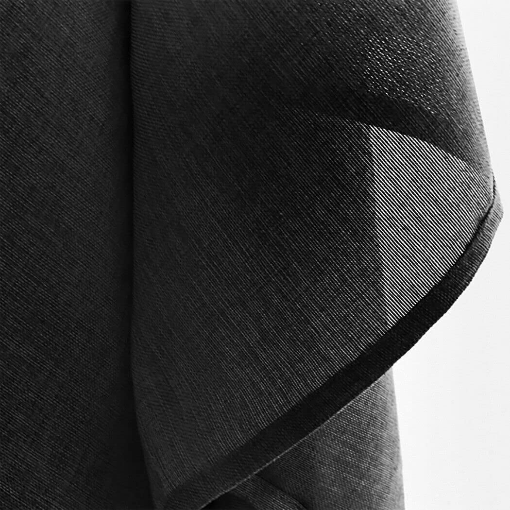 Tenda Porta Finestra Nero 140x280 cm Tessuto Intrecciato Semitrasparente Coprente Occhielli Acciaio - 4