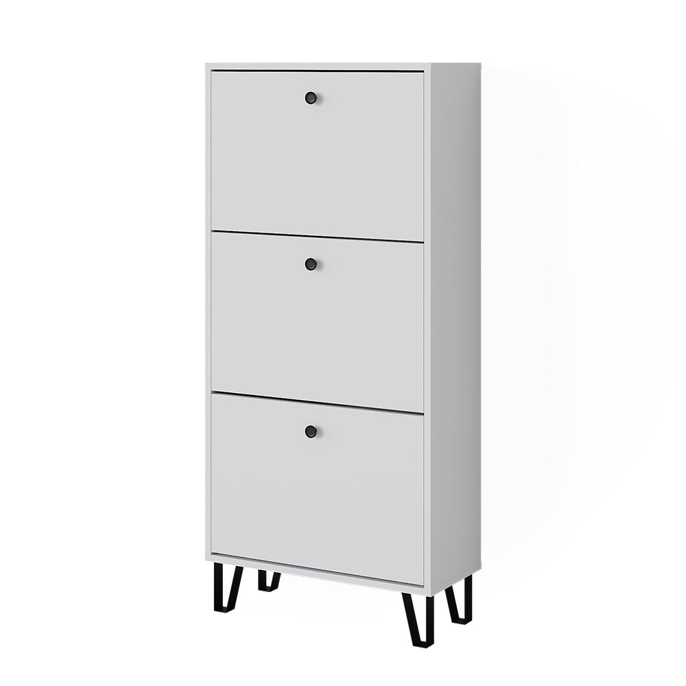 Vicco Wywrotka na buty Siri, Biały, 130 x 60 cm z 3 szufladami na zawiasach