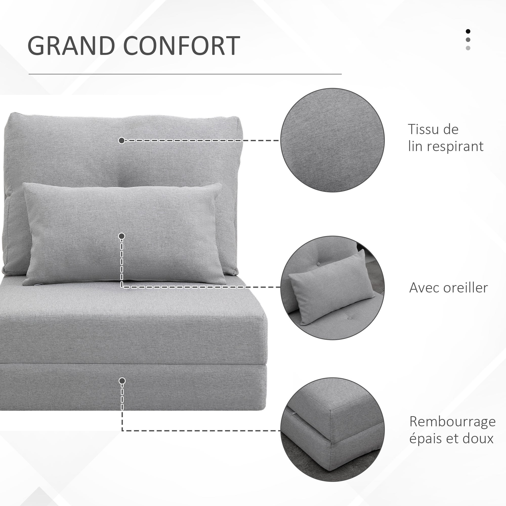 Fauteuil paresseux Lin HOMCOM - 6