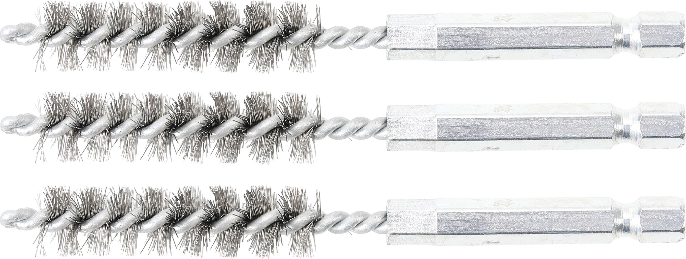 BGS technic 3078-11-S - Spazzola in acciaio, 3 pezzi Sega 11 mm, attacco esagonale 6,3 mm (1/4")