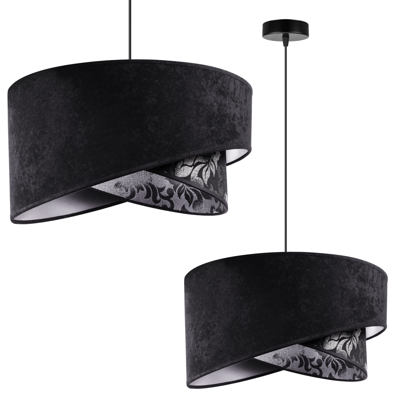 Lampa sufitowa wisząca Werona glam 1xE27 abażur asymetryczny owalny czarny Light Home LH