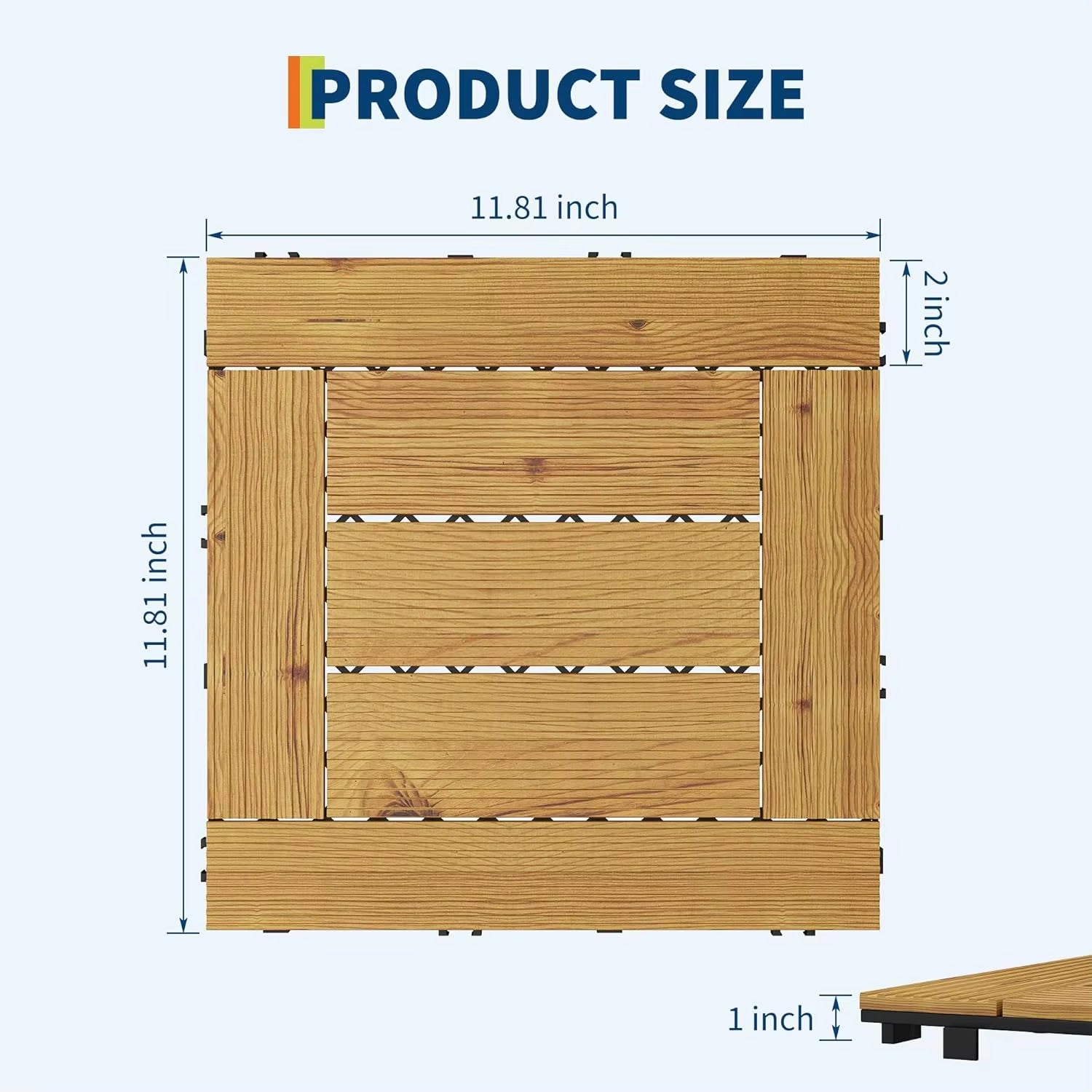 ZAEWRY 22 Dalles Terrasse Emboîtables 30x30cm WPC Bois Plastique, Étanches, Clipsables, Sol Extérieur pour Balcon, Jardin, Piscine, Patio DIY - 2