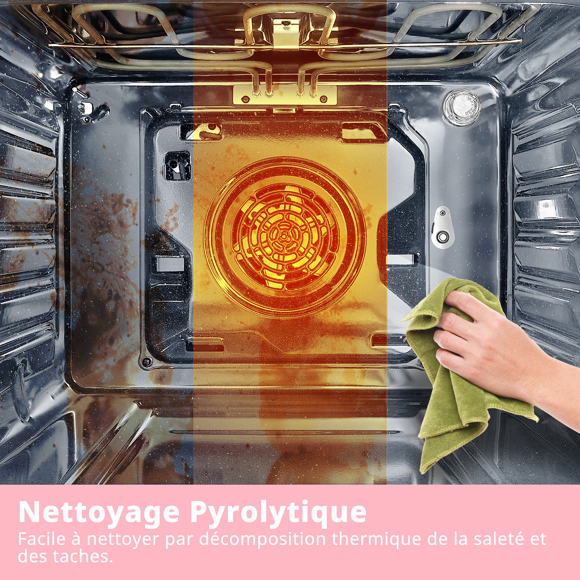 Four encastrable Pyrolyse Chaleur tournante 65 L Programmateur électronique COMFEE CBO65P90E3-BK - Noir- Classe A - 8