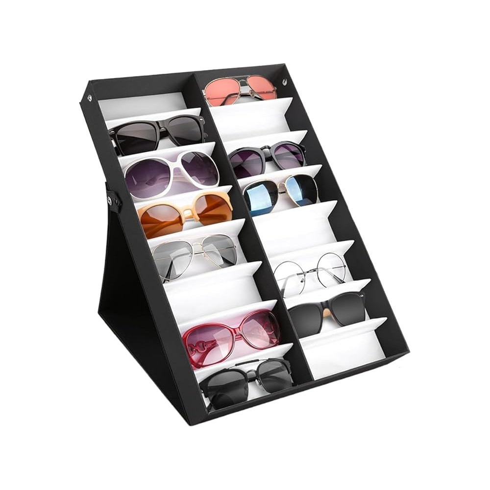 Caja exhibidor para gafas, expositor estuche para guardar y almacenar anteojos, organizador y soporte para 16 gafas