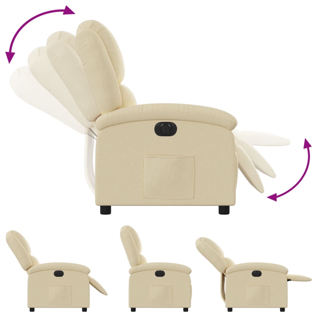 Fauteuil inclinable électrique Crème Tissu - 7