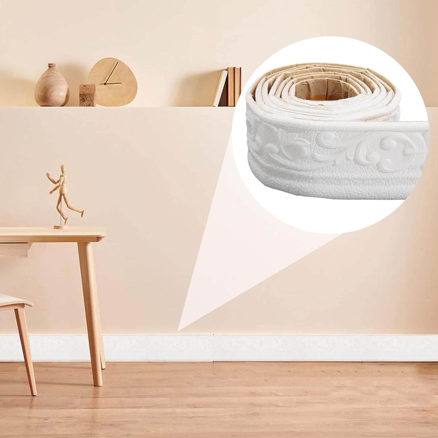 Frise Murale Adhesive, 10 m x 7,8 cm Moulure Murale, Moulure Decorative, 3D Frise Autocollante Blanche pour Couloir, Plafond, Coin, Ligne D'angle - 5