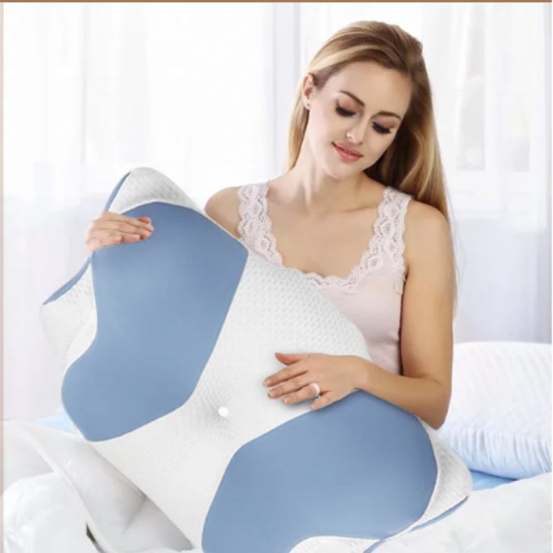 Oreiller de soutien cervical en mousse à mémoire de forme, oreiller ergonomique pour les personnes dormant sur le côté, sur le dos et sur le ventre - 4