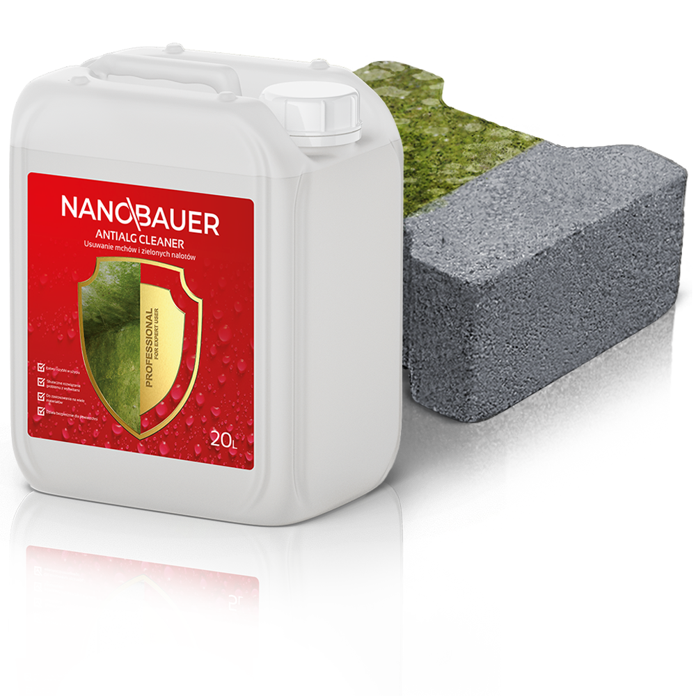 Środek czyszczący do usuwania zielonych nalotów alg porostów NANOBAUER 20L