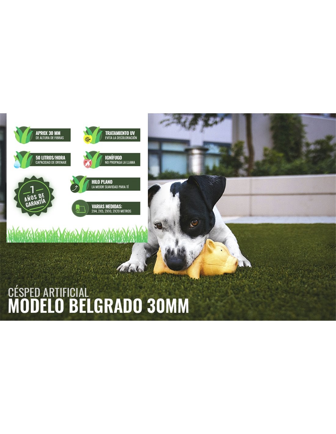 Grama Artificial Belgrado 40mm - Rolo 2x1m | Ideal para terraço e jardim. Fácil instalação | 2x1 metros - 4