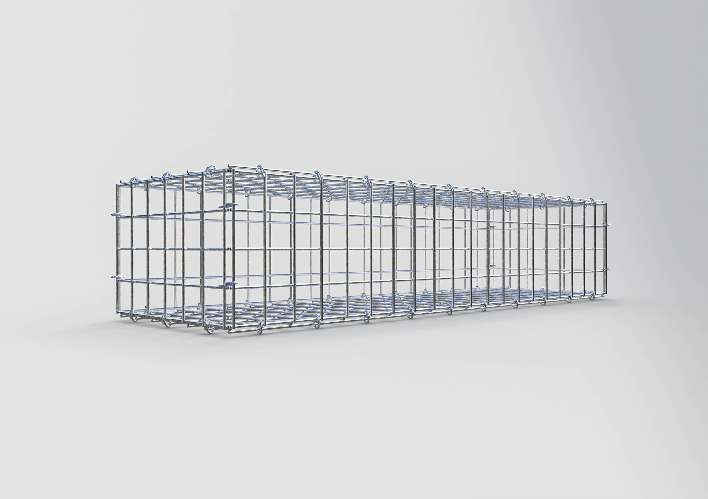 Gavión de acero galvanizado 100x20x30cm (LxAxP), malla 5 x 5cm, Anillo en C, jaula metálica para muro o jardín - 6