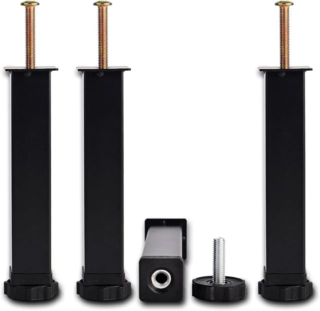 4PCS Pied De Lit, Pieds Pour Sommier À Lattes Universel Hauteur: 30cm(+2cm) Reglable, 15-35cm En Option Design: Noir