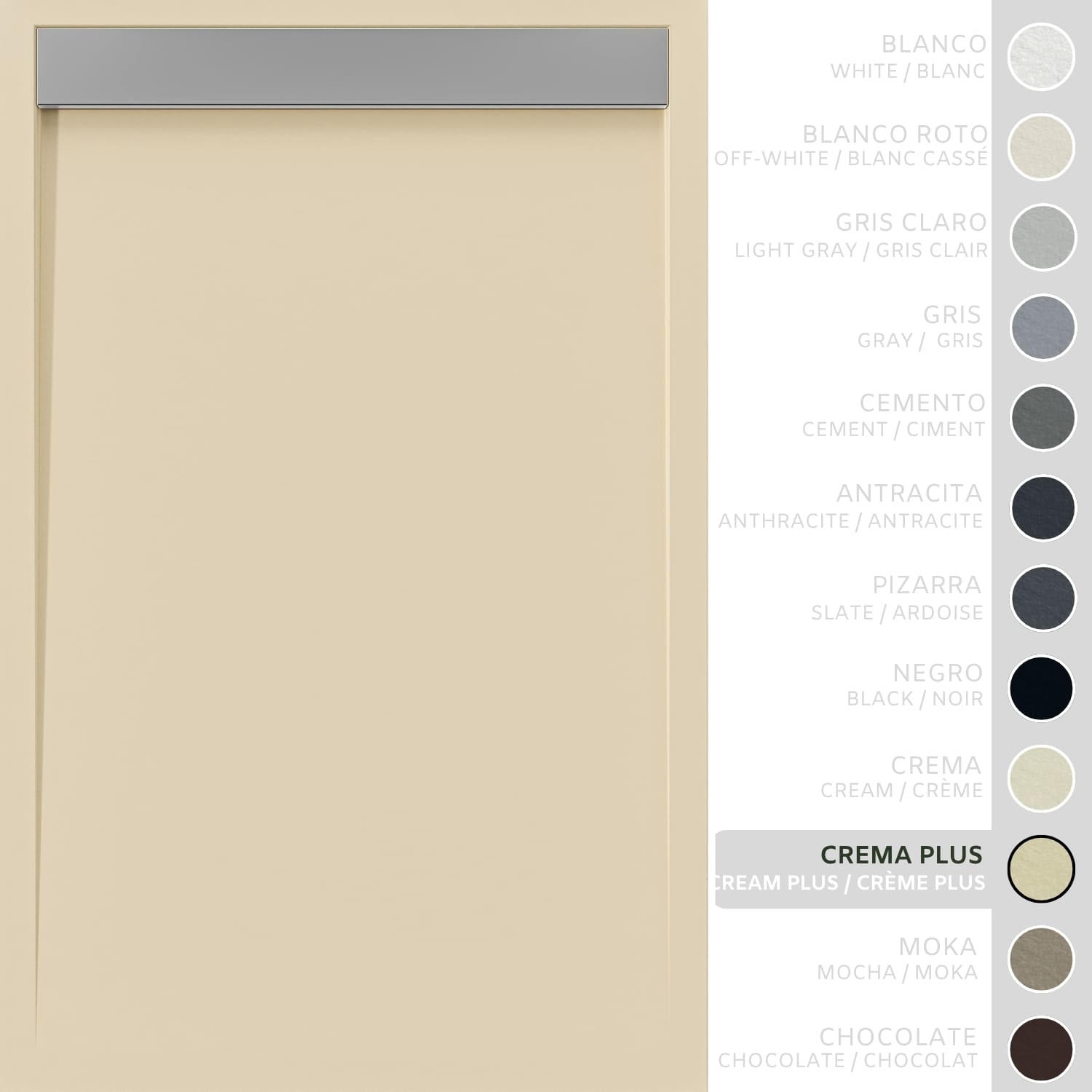 SOULHOME Brodzik prysznicowy– Żywica– Gel Coat– Gładka/Kamienna tekstura – Antypoślizgowy – intensywnie kremowy- 170X70- Niski 3cm– Ruszt INOX