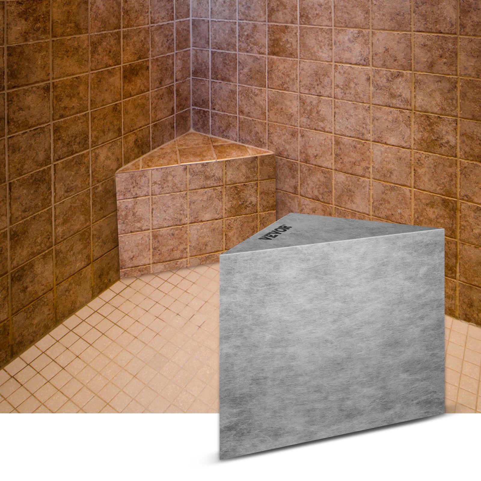 Banc de Douche Pret a Carreler VEVOR 57x40x50 cm Siege deAngle Etanche Composite EPS Repose-Pied Prefabrique Douche Italienne Triangulaire Charge 200 - 8