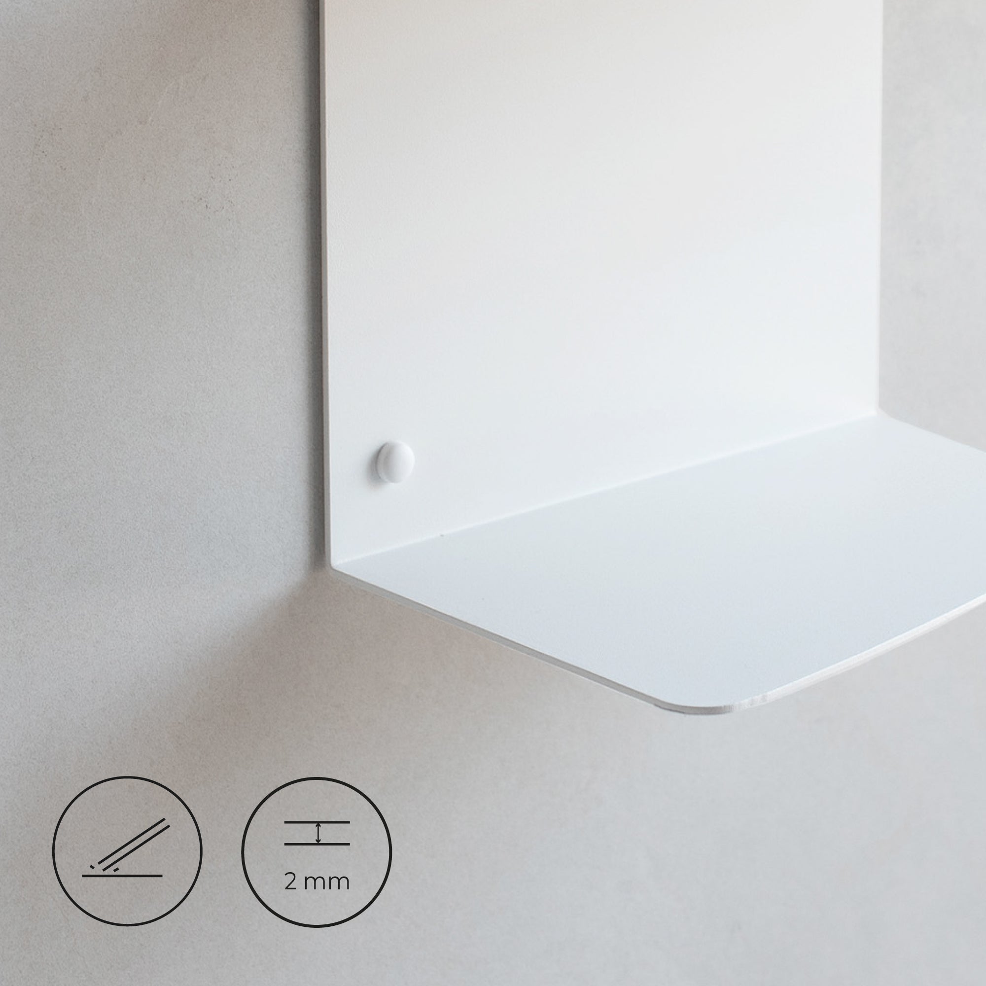 Lot de 2 - Tables de chevet suspendue, L.40 x P.20 cm, Ep.20 cm - Design à deux niveaux en métal blanc - MILUKA - 3