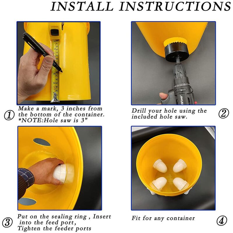 Mangeoire Poules 6 Ports,Mangeoire Poules Automatique,Mangeoire Poules Anti Nuisible,DIY Mangeoire à volaille Gravité Kit,Mangeoires à Poulets Zéro - 5