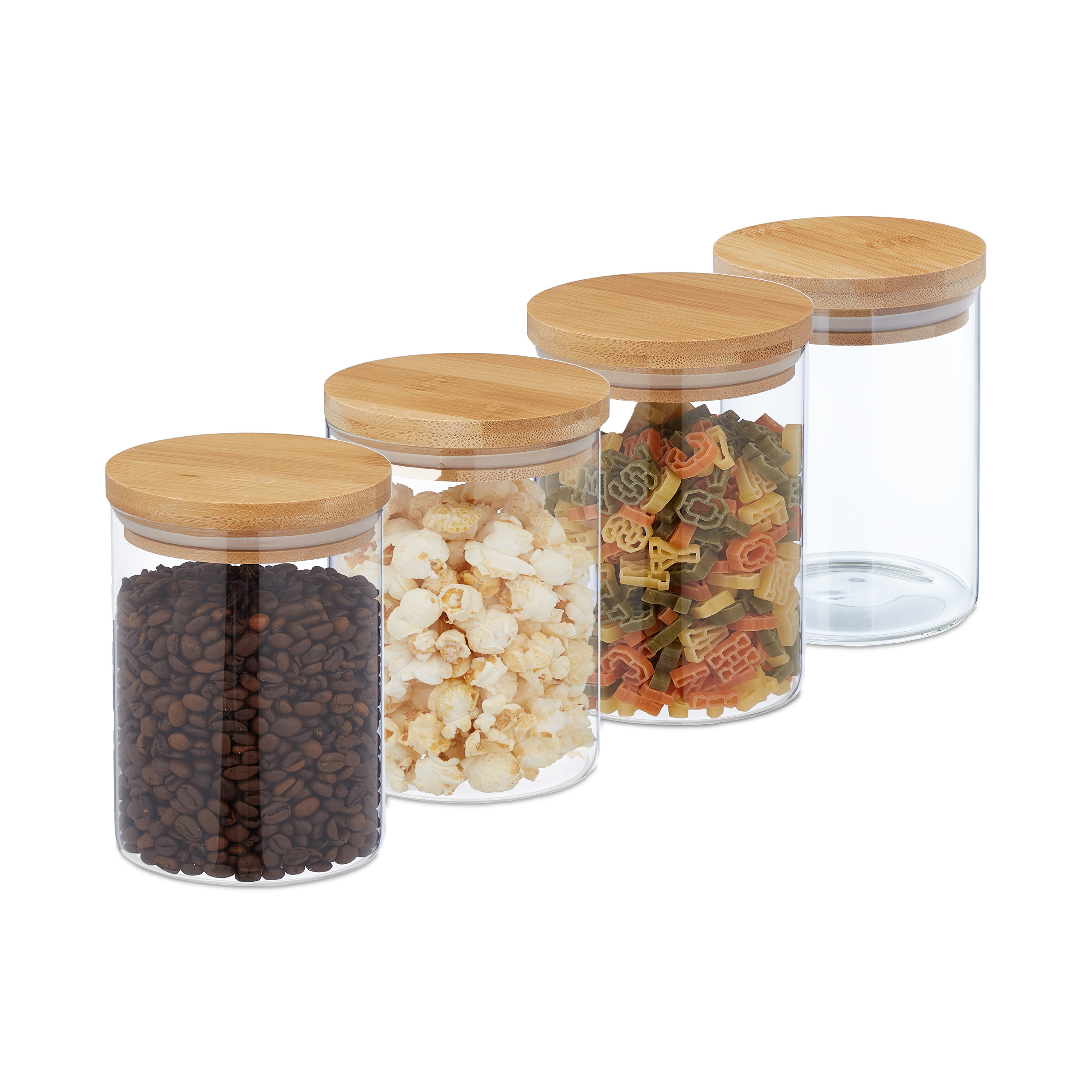 Relaxdays Botes Cristal Con Tapa Bambú, Set De 3, Recipientes Cuadrados 1500 Ml Tarros Hermticos Transparentenatural 67650877