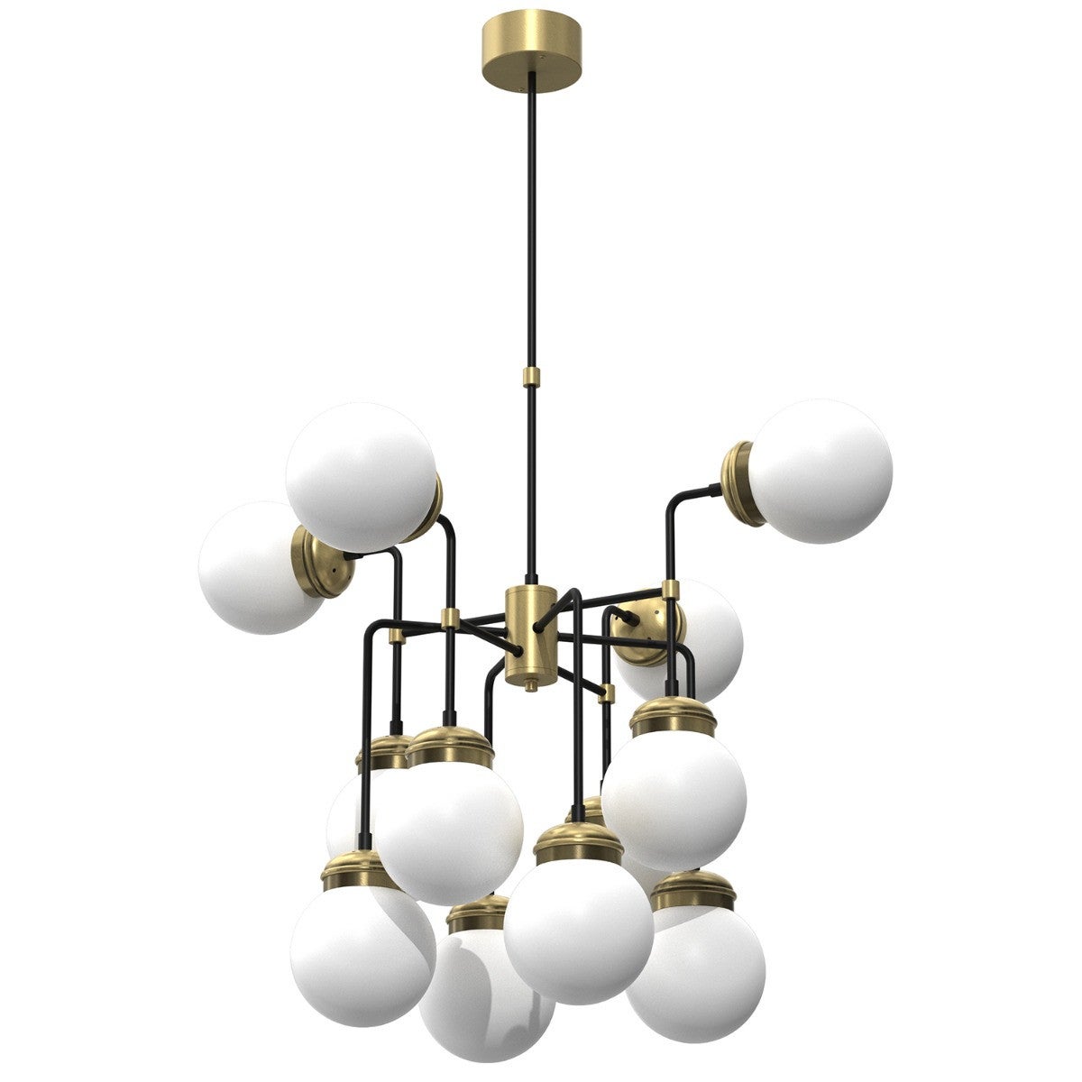 Lampa wisząca Hydro czarny matowa-mosiądz antyczny-patyna-biała 12xE14x15W wym: 110 x 84 x 84 cm szkło Luminex
