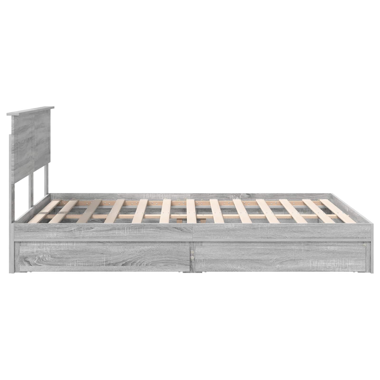 Lit avec rangement, panneau de bois, gris, pour la chambre, 160 × 200 cm - 9