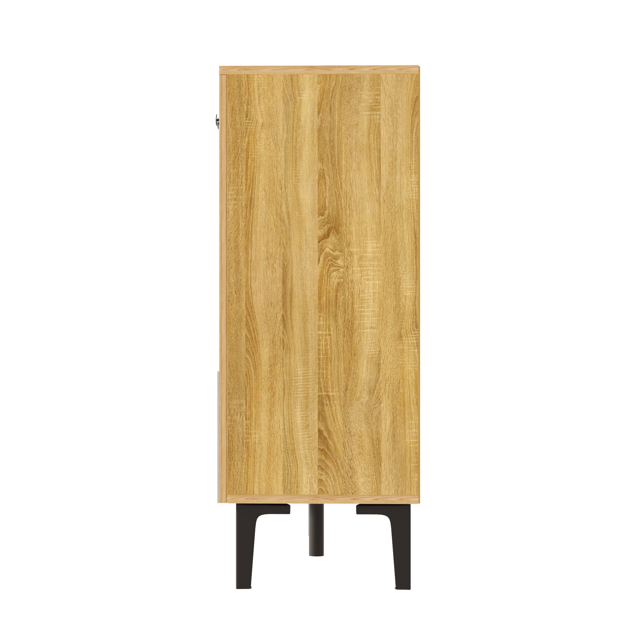 Szafka na buty z 4 drzwiami i 4 szufladami - 160 x 36 x 94 cm - Płyta wiórowa i czarne nogi z tworzywa PVC - Kolor drewna - 9