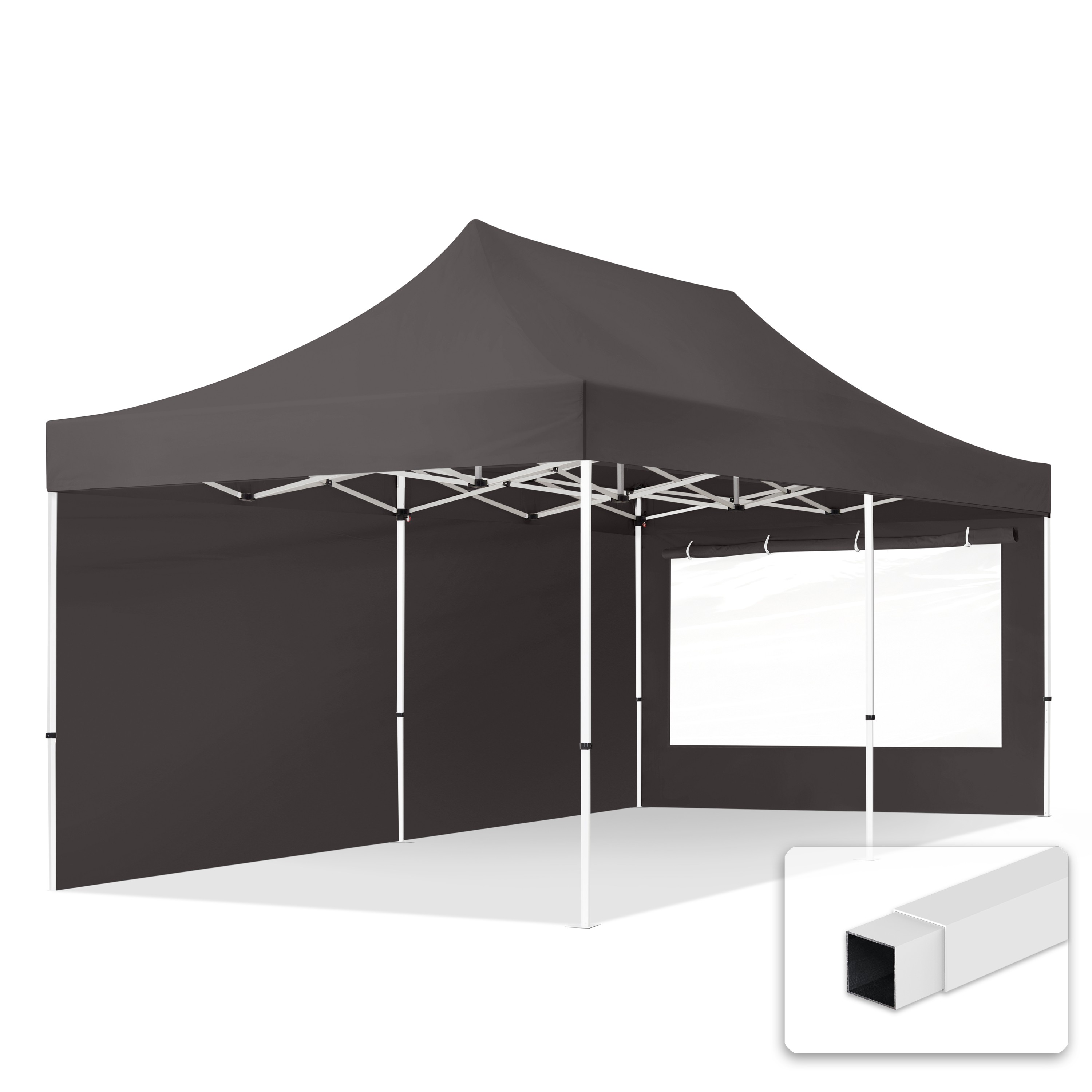 3x6 m Namiot Ekspresowy, ECONOMY Stal 30mm, ze ścianami bocznymi, okna panoramiczne, ciemnoszary