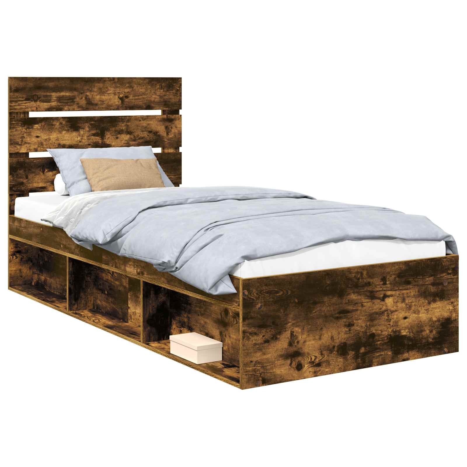 Cadre de lit chêne fumé 90 x 190 cm en bois de pin massif - 2