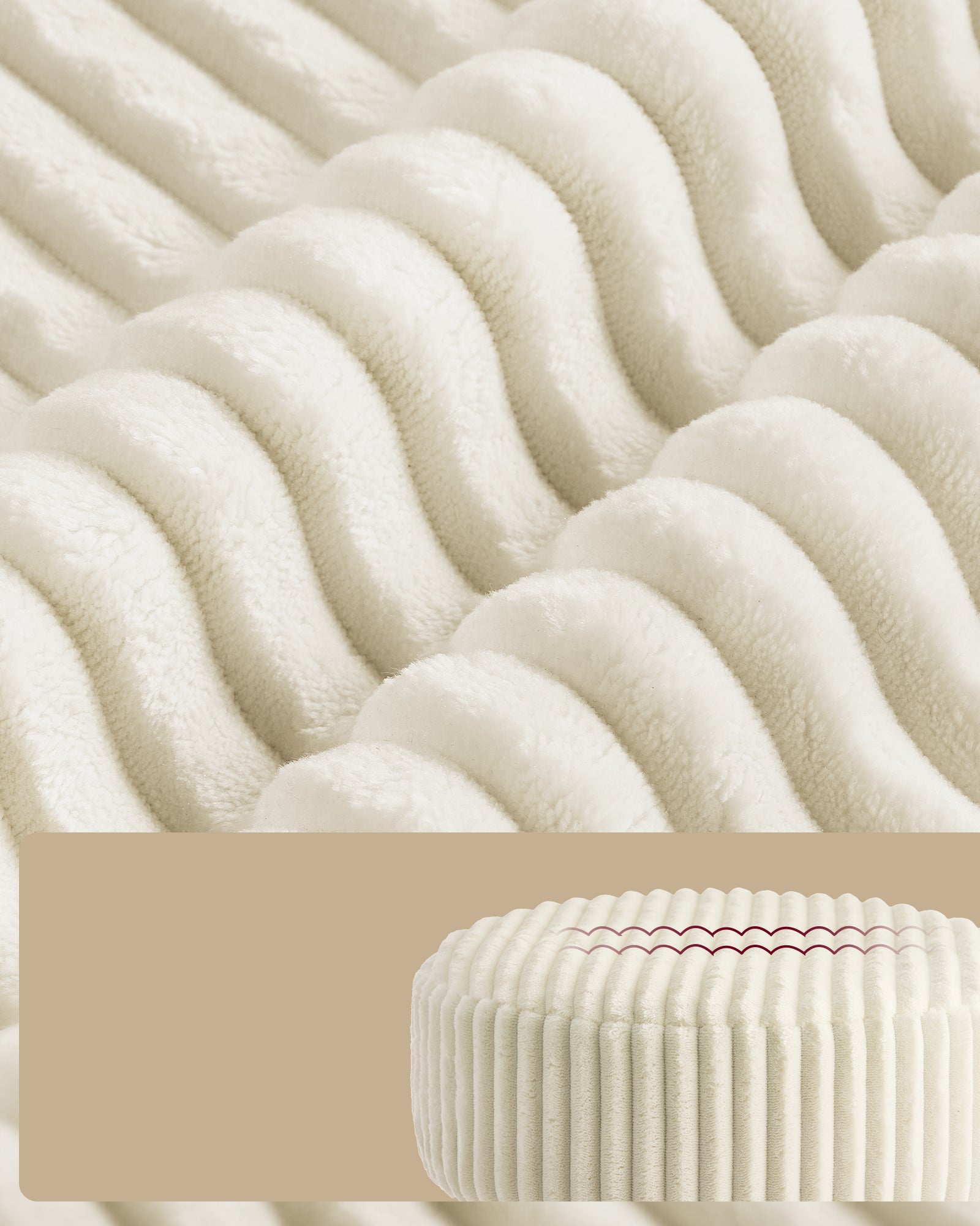 Tabouret de Maquillage, Réglable en Hauteur, Pivotant à 360 Degrés, en Velours Côtelé, Coussin Épais, Tabouret de Coiffeuse, Blanc Crèm - 4