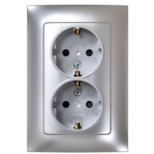 Simon Brico Base Enchufe Doble Schuko Tt Empotrar Aluminio Serie 10 Simon - Imagen 2