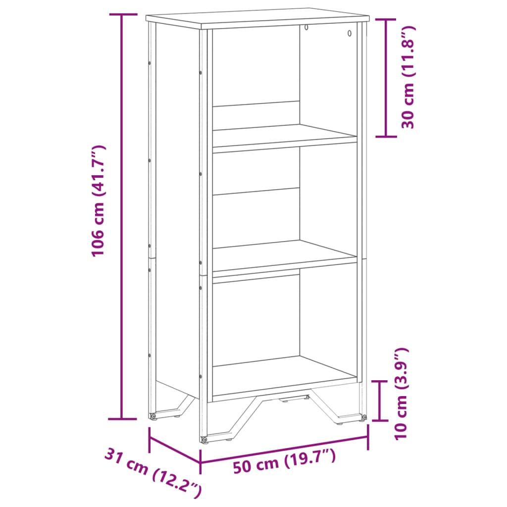 Bibliothèque sonoma gris 50x31x106 cm bois d ingénierie - 9