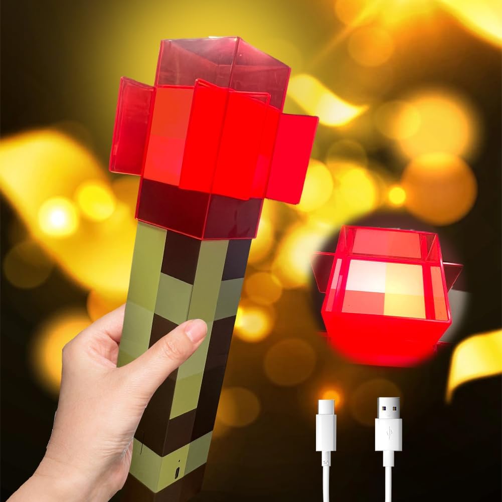 Lampka nocna w stylu monochromatycznej latarki, ładowana przez USB lampka nocna LED dla dzieci, przenośna lub ścienna, 31 cm