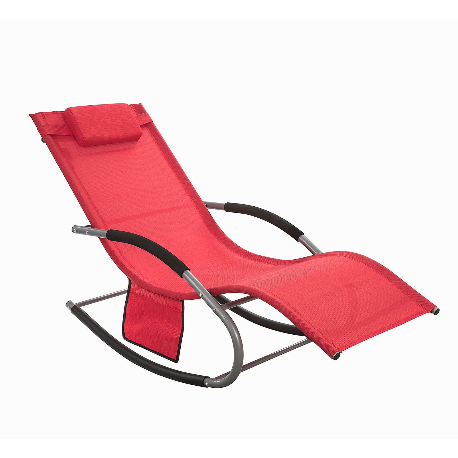 Chaise Longue à Bascule D'extérieur ELONEO Avec Sac, Jusqu'à 180 Kg