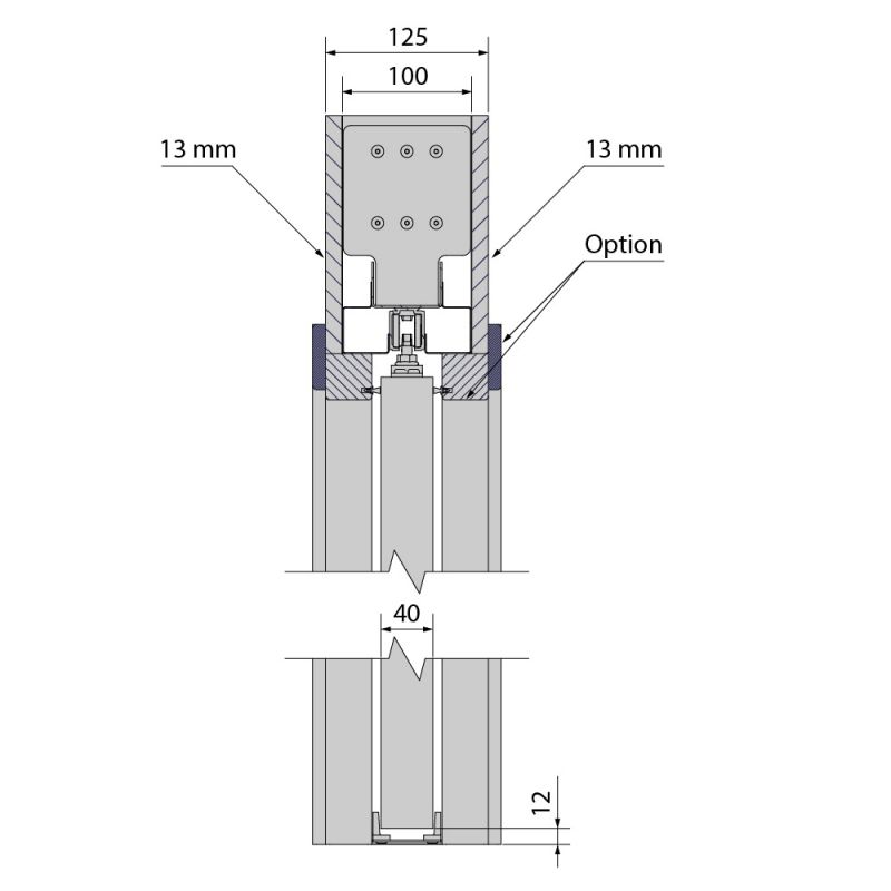 Système coulissant SLID'UP 2300 entre-cloison pour porte coulissante à galandage 930 x 2040 mm - 50 kg - 5