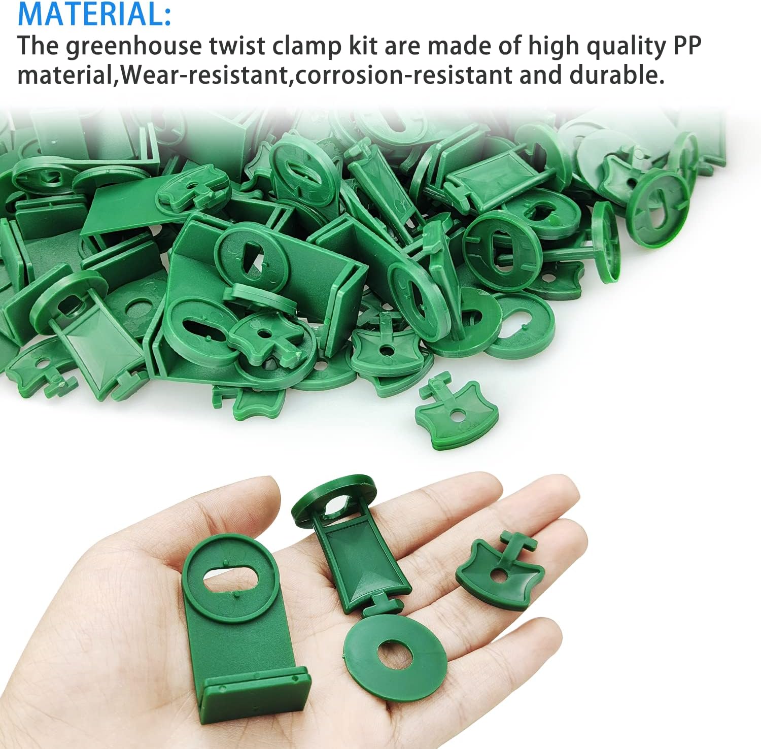 300 pezzi di elementi di fissaggio per serre, clip di supporto per piante, clip di torsione per serre, ganci per piante da serra, per pluriball - 3