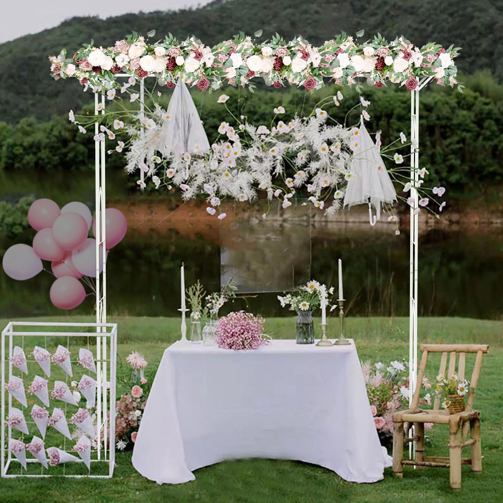 Arche Mariage Carrée en Fer Arche Jardin Exterieur Arceau à Rosiers Ballons Grande - 3