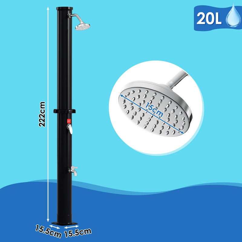 Douche Extérieure Portable CAMPLUX – Hauteur 7,25 Pieds, Tête 360°, Trépied, Pour Camping/piscine, Neuve