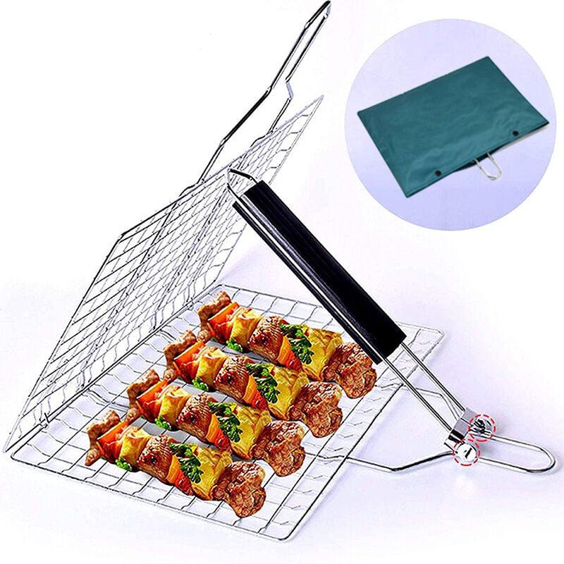 Kosz do grillowania, kosz do grillowania ze stali nierdzewnej, kosz grillowy do grilla, składany kosz na ryby ze stali nierdzewnej