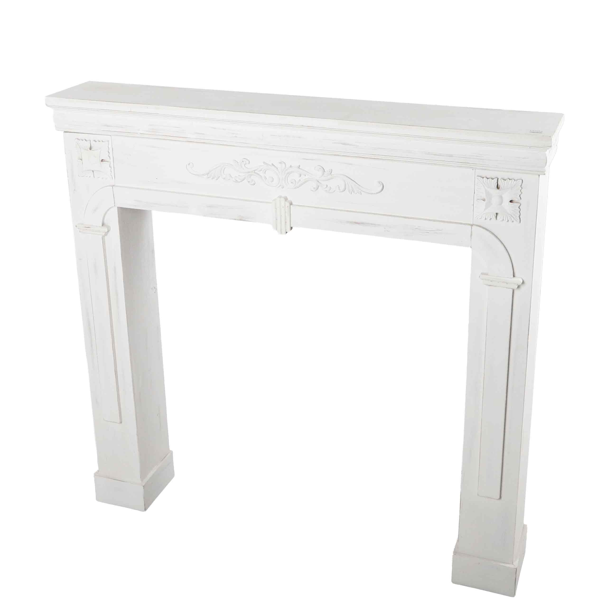 CONTOUR DE CHEMINEE EN BOIS BLANC CERUSE 104X17XH100CM - 7