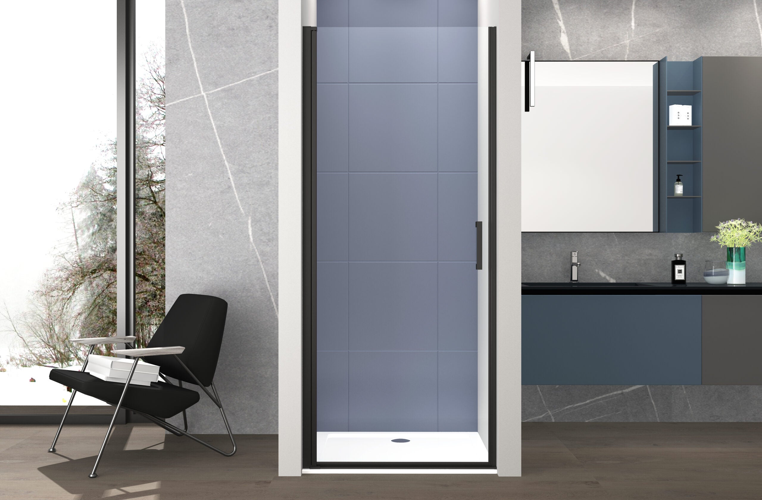 Cabine de douche 70 cm porte battante simple niche H 200 cm profil ...