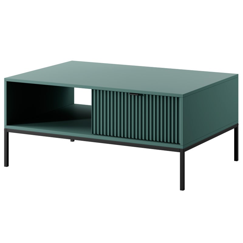 Stolik kawowy: 1 szuflada, Labrador, stelaż czarny, 104 x 46 x 68 cm, uchwyty czarne