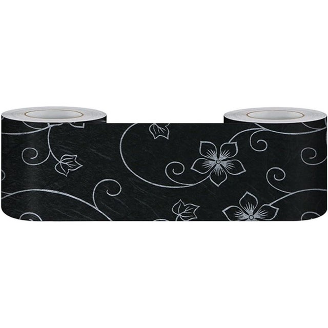 Frise de papier peint autocollante pour la cuisine, la salle de bain, le plafond, le salon ou la chambre, motif noir, 12 cm x 500 cm