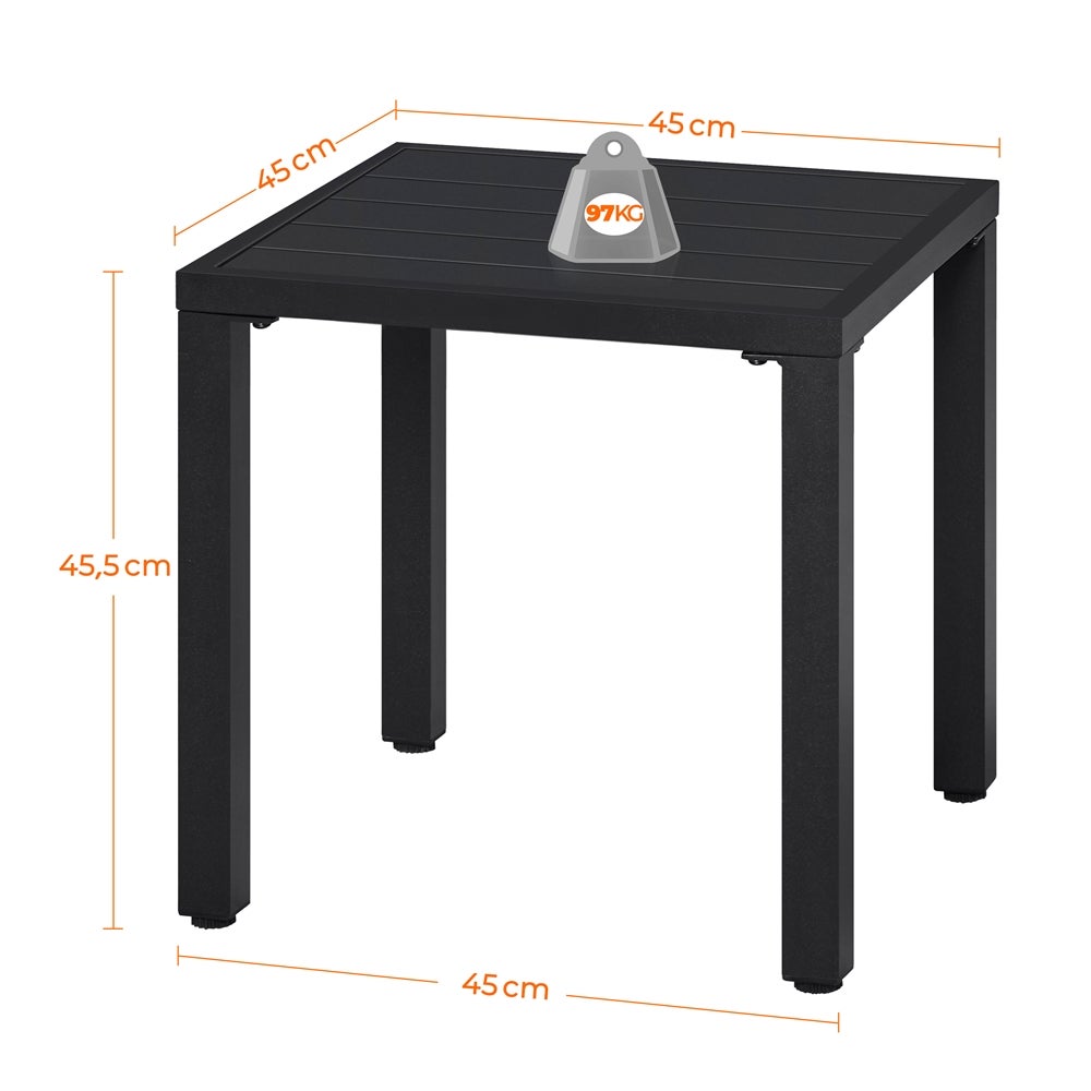 Table basse de jardin carré en Métal Noir - 4