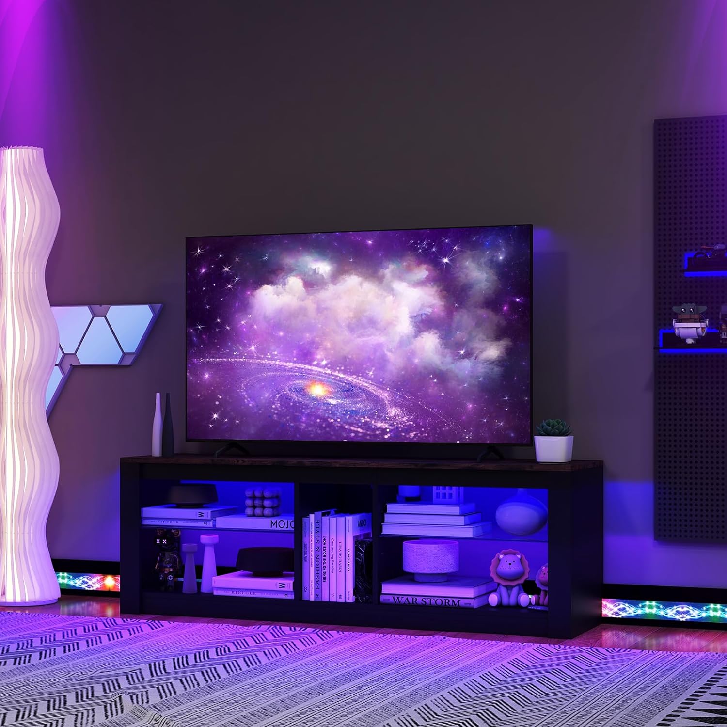 Meuble TV de salon - 160 x 40 x 48 cm - avec 2 tiroirs + étagère - pour
