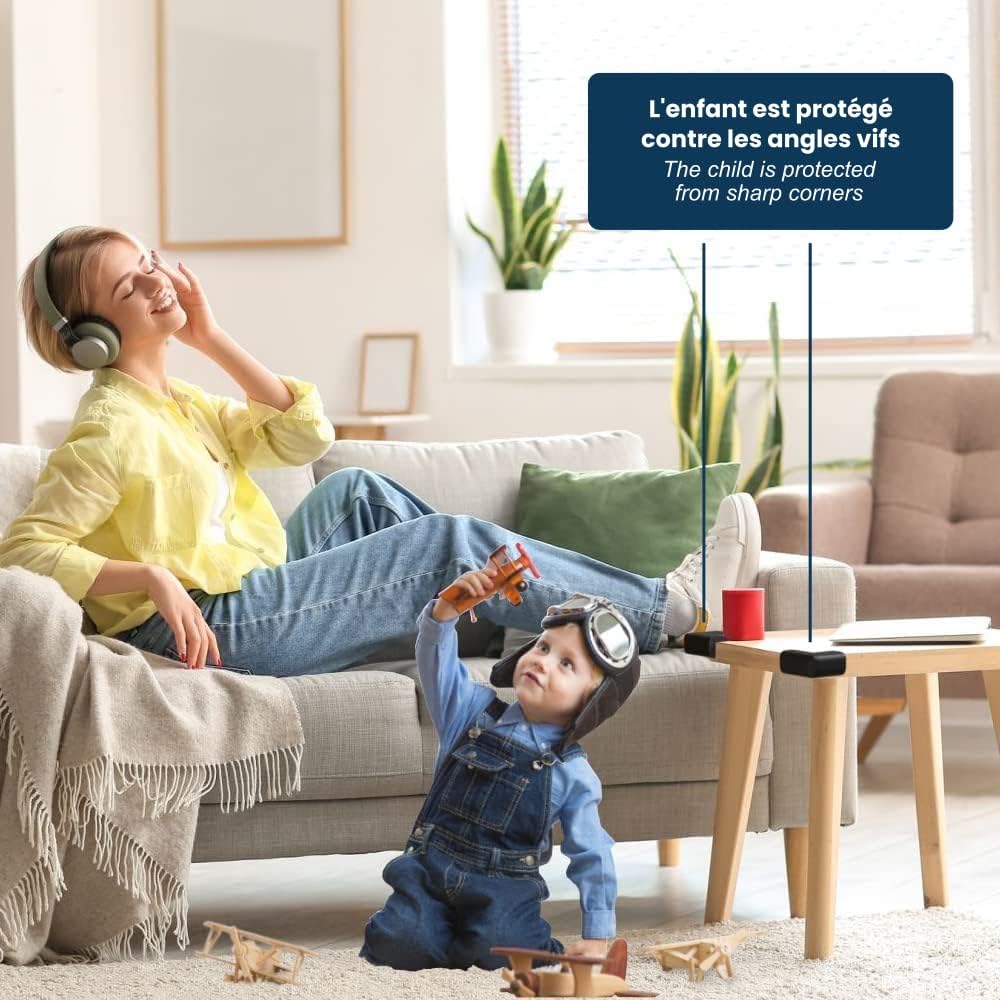 Lot de Protections d'angle pour bébé - Protection Enfant pour Table autocollante - Protection Contre Les Chocs pour bébé et Enfant (Noir, 12 pièces) - 5