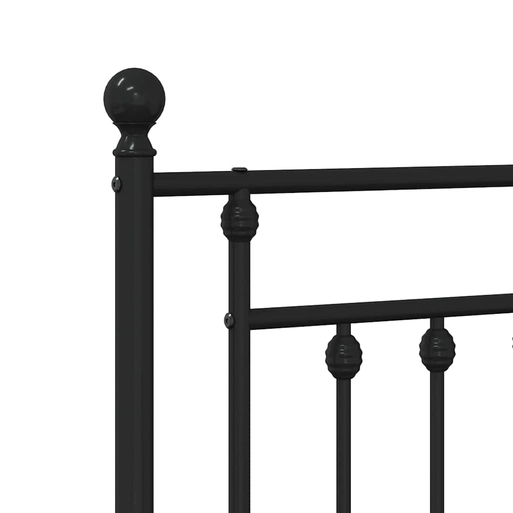Estructura de cama sin colchón con estribo, de metal negro, para dormitorio, 193 × 203 cm - 9