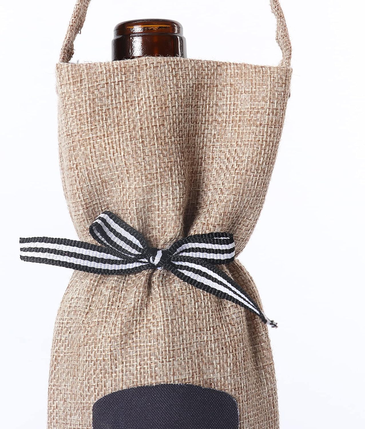 Copribottiglia di vino natalizio da 3 pezzi, sacchetti per vino in iuta con manici con coulisse, sacchetti regalo per vino natalizio per feste, matrim - 2